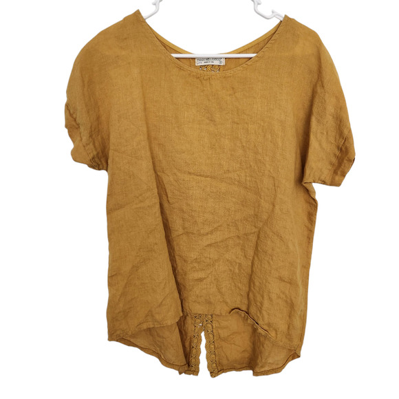 Terzo Millennio Linen Top S Orange Minimalist Beach Lagenlook Cottage - Picture 1 of 5